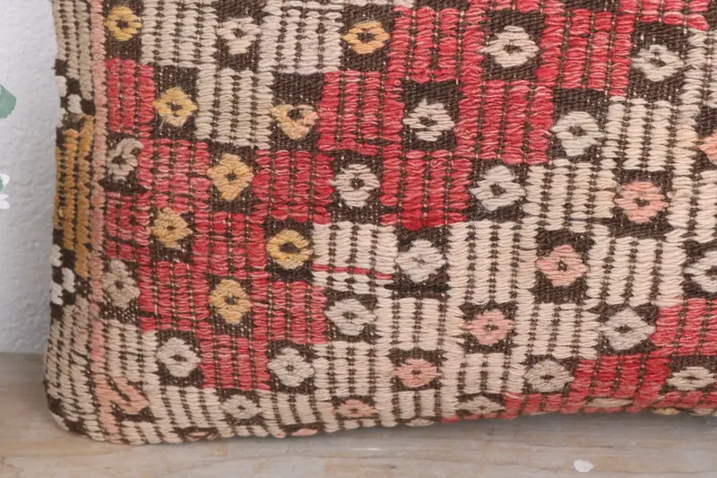 Colorful Pillow Case, Lounge Throw Cushion Cover, Kilim Pillow Cover, 12x20 Red Cushion Case, Cushion Case, Boho Pillow, Gift Pillow - 3