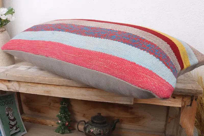 Boho Pillow Sham Cover, Cushion Case, Vintage Cushion, Pillow for Couch, Turkish Pillow, 12x24 Red Pillow Sham, Comfy Throw Pillow Sham - 6