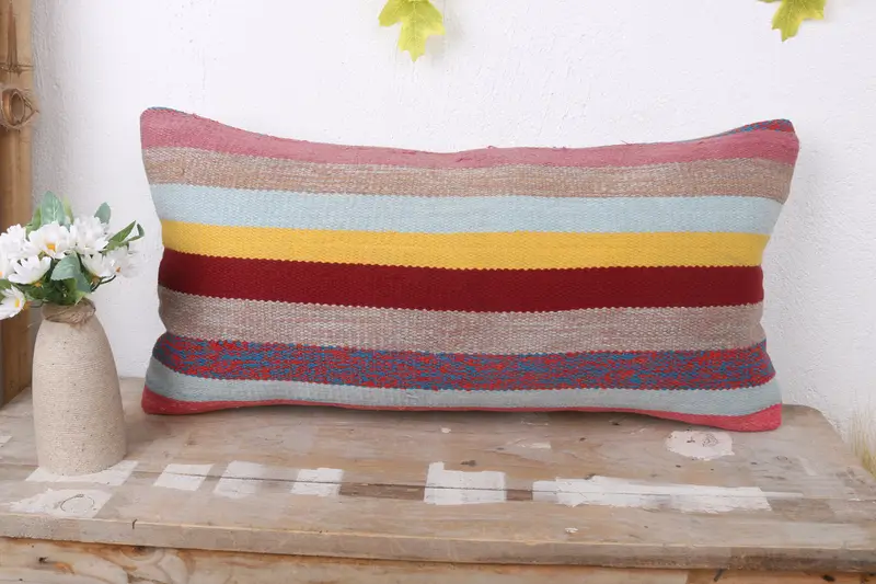 Boho Pillow Sham Cover, Cushion Case, Vintage Cushion, Pillow for Couch, Turkish Pillow, 12x24 Red Pillow Sham, Comfy Throw Pillow Sham - 2