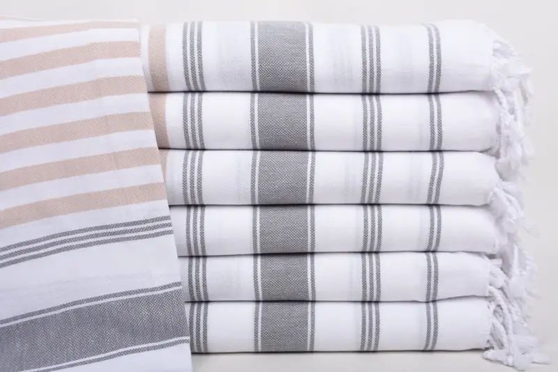 Striped Towel Beach Towel Personalized Beige-Dark Gray 40x71 Inches