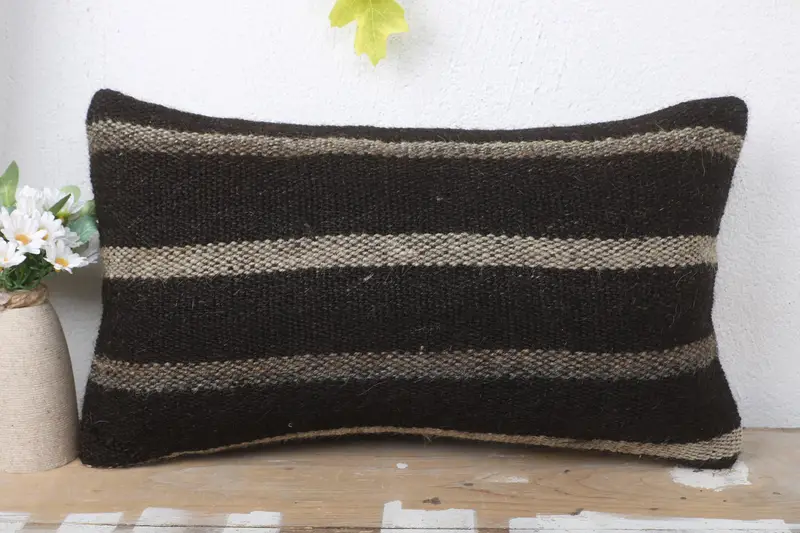 12x20 Brown Pillow Cover, Gift Pillow, Boho Pillow Sham Cover, Lounge Throw Pillow Sham, Cushion Case, Vintage Kilim Pillow, Neutral Cushion Cover - 2