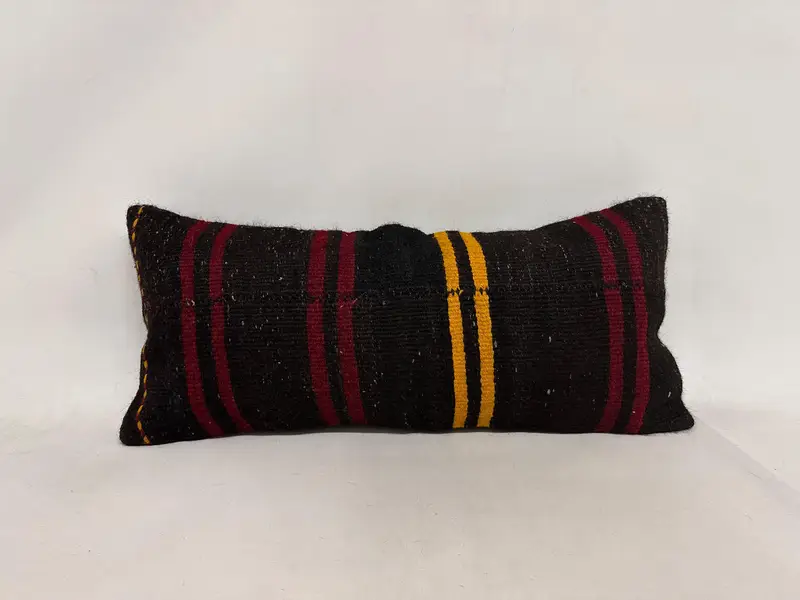 Vintage Kilim Pillow, Custom Pillow Cover, 16x36 Brown Cushion, Bed Cushion, Cushion Case, Throw Kilim Pillow, Handmade Kilim Cushion - 1
