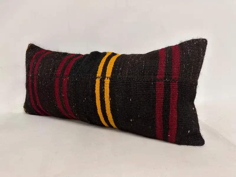 Vintage Kilim Pillow, Custom Pillow Cover, 16x36 Brown Cushion, Bed Cushion, Cushion Case, Throw Kilim Pillow, Handmade Kilim Cushion - 4