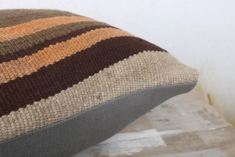 Decorative Throw Pillow Case, Antique Pillows, Pillow Sham, Anatolian Cushion Case, Vintage Kilim Pillow, 12x24 Brown Pillow Cover, Pillow for Sofa - 6