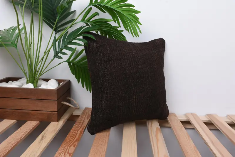 14x14 Brown Pillow Cover, Home Decor Pillow, Boho Pillow, Cushion Cover, Vintage Kilim Pillow Pillow, Handmade Kilim Cushion, Kilim Rug Pillow Cover - 4