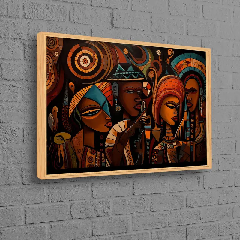 アフリカの女性のためのエレガントな茶色のエスニック デザイン キャンバス