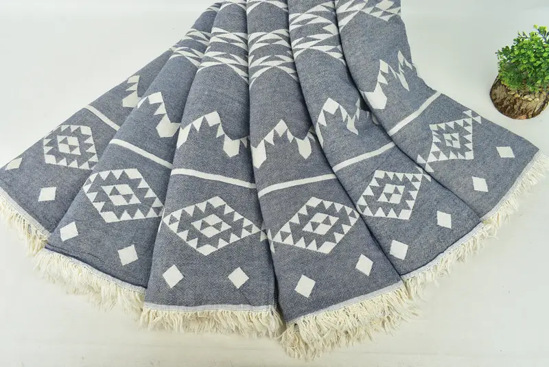 70x60 Cotton Geometric Towel, Organic Throw, Beach Wedding Favor, Throw Blanket Couch, Bedspread, Aesthetic Blanket, Bedspread Quenn, Custom Blanket - 5