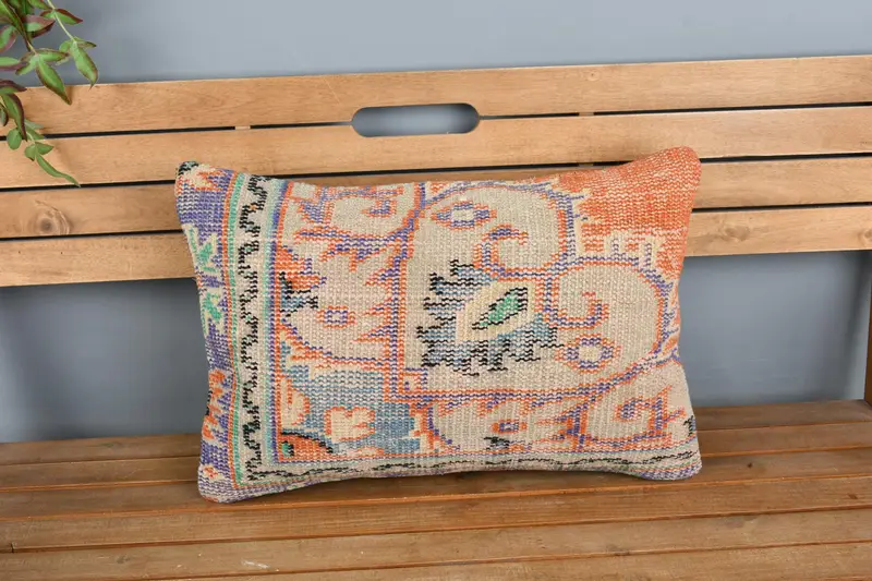 Pillow for Sofa, 16x24 Orange Pillow Cover, Cushion Case, Kilim Pillow Cover, Aesthetic Cushion Case, Interior Designer Pillow - 6