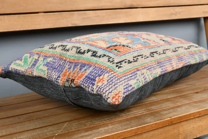 Pillow for Sofa, 16x24 Orange Pillow Cover, Cushion Case, Kilim Pillow Cover, Aesthetic Cushion Case, Interior Designer Pillow - 3