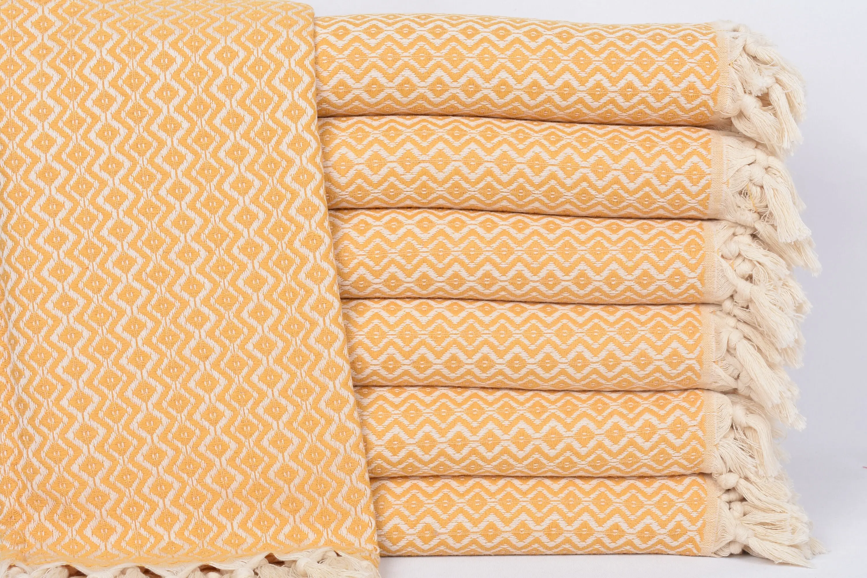 Bachelorette Towel Personalized Organic Cotton Mustard Diamond, 70x40 Inches - 1