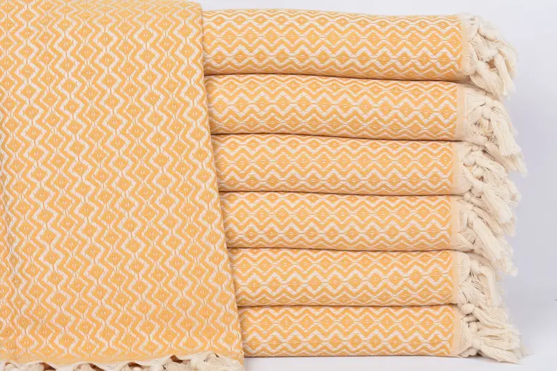 Bachelorette Towel Personalized Organic Cotton Mustard Diamond, 70x40 Inches