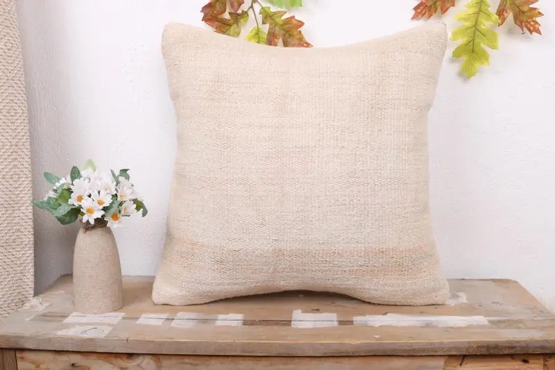 Vintage Kilim Throw Pillow, Bolster Throw Cushion Case, Turkish Pillow, Home Decor Pillow, 18x18 White Pillow Cover, Pillow Cover - 1