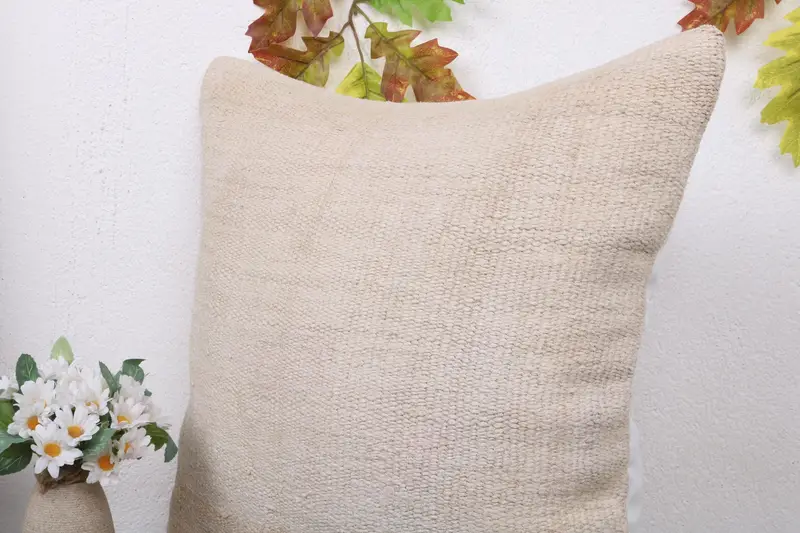 Vintage Kilim Throw Pillow, Bolster Throw Cushion Case, Turkish Pillow, Home Decor Pillow, 18x18 White Pillow Cover, Pillow Cover - 5