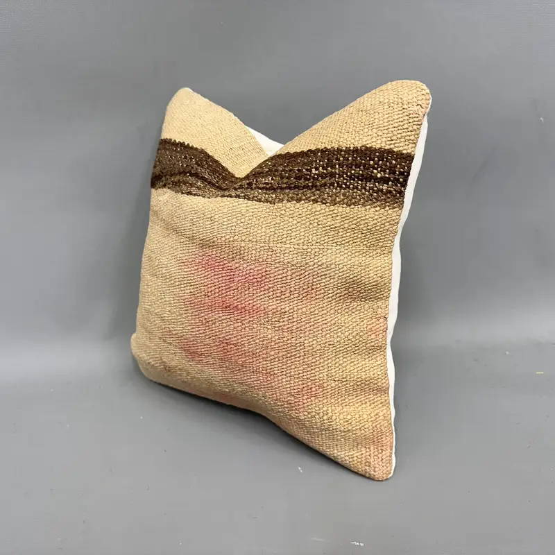 Cushion Case, Accent Throw Pillow Sham, Ethnic Pillow Case, Antique Pillows, Farmhouse Pillow Sham, Vintage Pillow, 12x12 Beige Cushion, Boho Pillow - 3