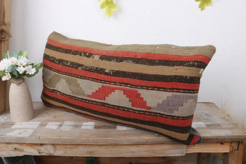 Boho Pillow, 12x24 Red Pillow Case, Vintage Kilim Throw Pillow, Aztec Cushion Case, Pillow, Luxury Cushion Case, Kilim Pillow - 4
