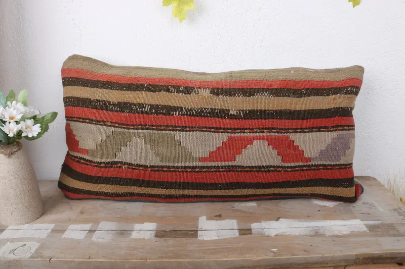 Boho Pillow, 12x24 Red Pillow Case, Vintage Kilim Throw Pillow, Aztec Cushion Case, Pillow, Luxury Cushion Case, Kilim Pillow - 2