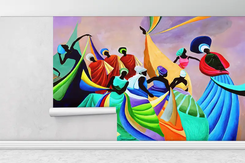 Modern Wall Paper, Paper Wall Art, Bright Wall Paper, Abstract Mural, 3d Wall Paper, Ethnic Wall Paper, , Abstract Mural, - 1