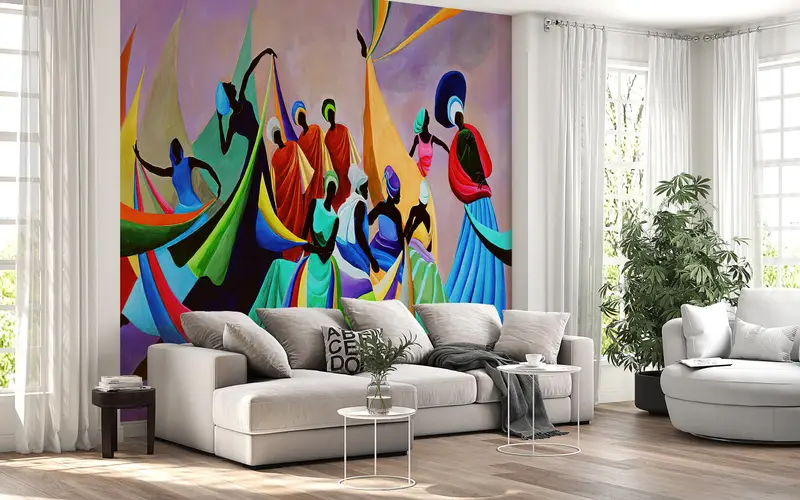 Modern Wall Paper, Paper Wall Art, Bright Wall Paper, Abstract Mural, 3d Wall Paper, Ethnic Wall Paper, , Abstract Mural, - 7