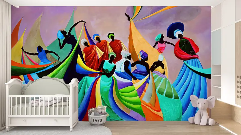 Modern Wall Paper, Paper Wall Art, Bright Wall Paper, Abstract Mural, 3d Wall Paper, Ethnic Wall Paper, , Abstract Mural, - 4