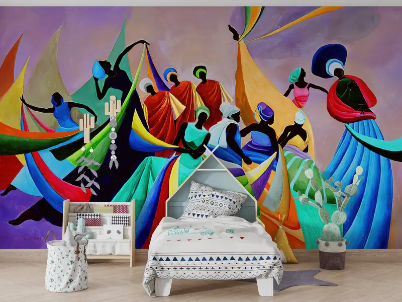 Modern Wall Paper, Paper Wall Art, Bright Wall Paper, Abstract Mural, 3d Wall Paper, Ethnic Wall Paper, , Abstract Mural, - 6
