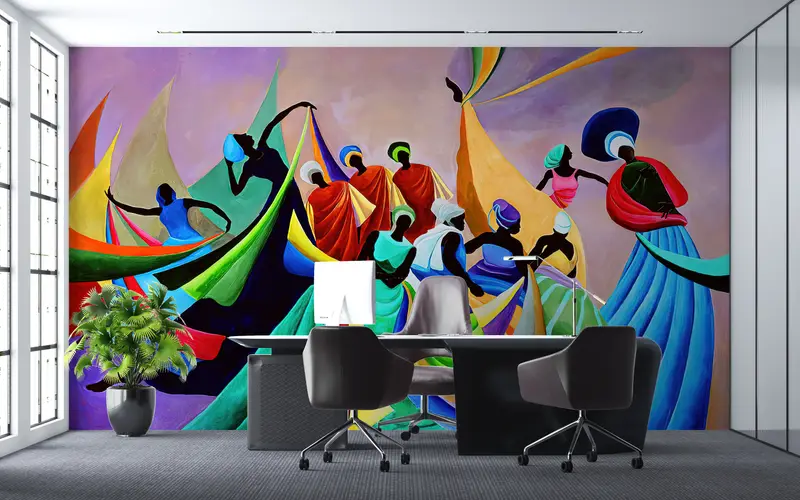 Modern Wall Paper, Paper Wall Art, Bright Wall Paper, Abstract Mural, 3d Wall Paper, Ethnic Wall Paper, , Abstract Mural, - 5