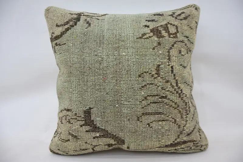 Pillow Sham, Throw Kilim Pillow, Gift Pillow, Natural Pillow Cover, Home Decor Pillow, 24x24 Beige Pillow Case, Retro Throw Pillow - 4