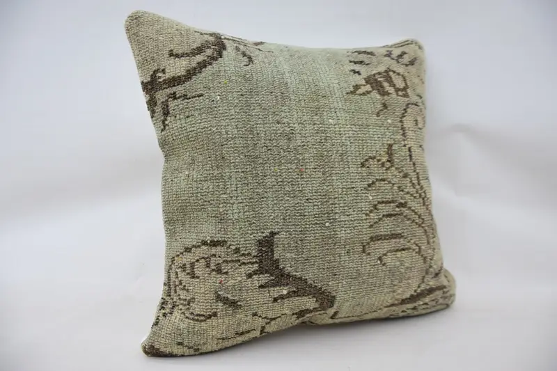 Pillow Sham, Throw Kilim Pillow, Gift Pillow, Natural Pillow Cover, Home Decor Pillow, 24x24 Beige Pillow Case, Retro Throw Pillow - 2