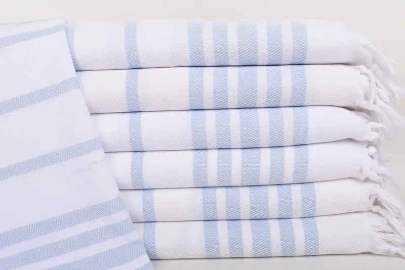 Personalized Hand Towel, 36x24 Inches, Blue Herringbone Tea Towel