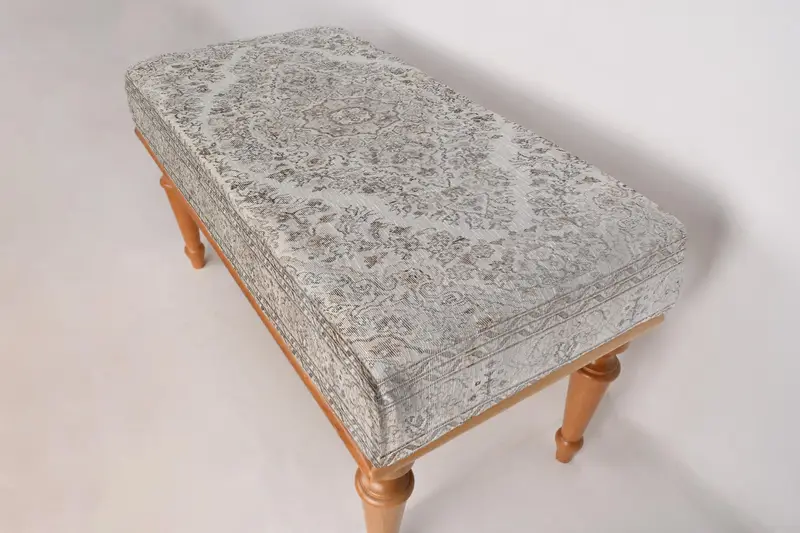 Modüler Bej & Gri Osmanlı Seti, Kilimden Esinlenen Yün Karışımlı Osmanlı