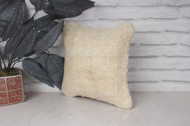12x12 Beige Pillow, Boho Pillow, Home Decor Pillow, Cushion Cover, One Of A Kind Cushion Cover, Vintage Throw Pillow Cover, Boho Pillow Sham Cover - 4