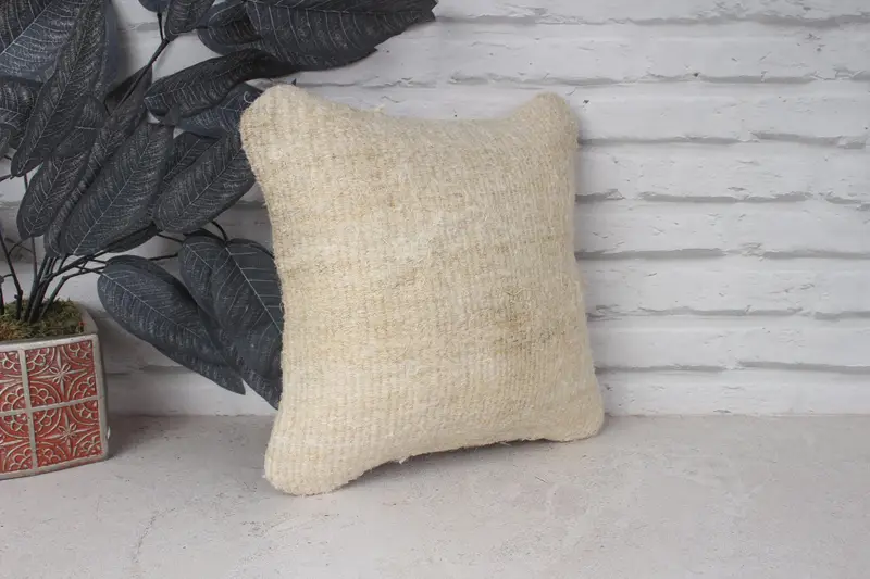 12x12 Beige Pillow, Boho Pillow, Home Decor Pillow, Cushion Cover, One Of A Kind Cushion Cover, Vintage Throw Pillow Cover, Boho Pillow Sham Cover - 3