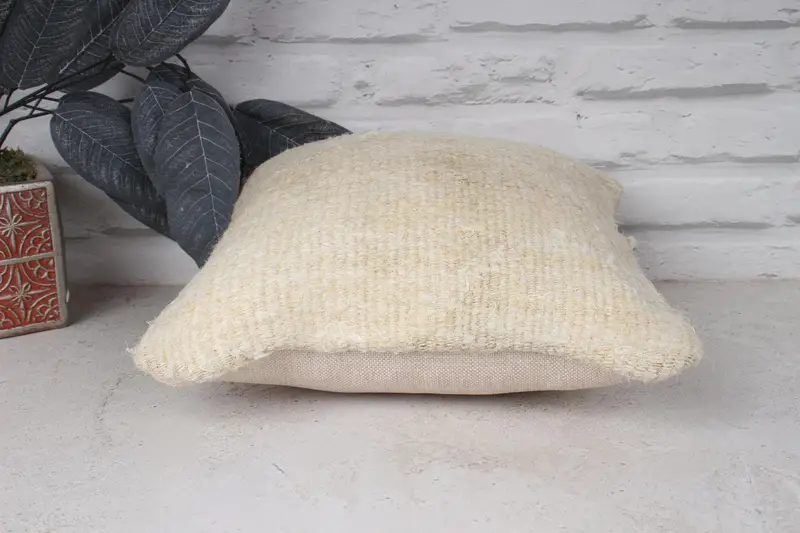 12x12 Beige Pillow, Boho Pillow, Home Decor Pillow, Cushion Cover, One Of A Kind Cushion Cover, Vintage Throw Pillow Cover, Boho Pillow Sham Cover - 5