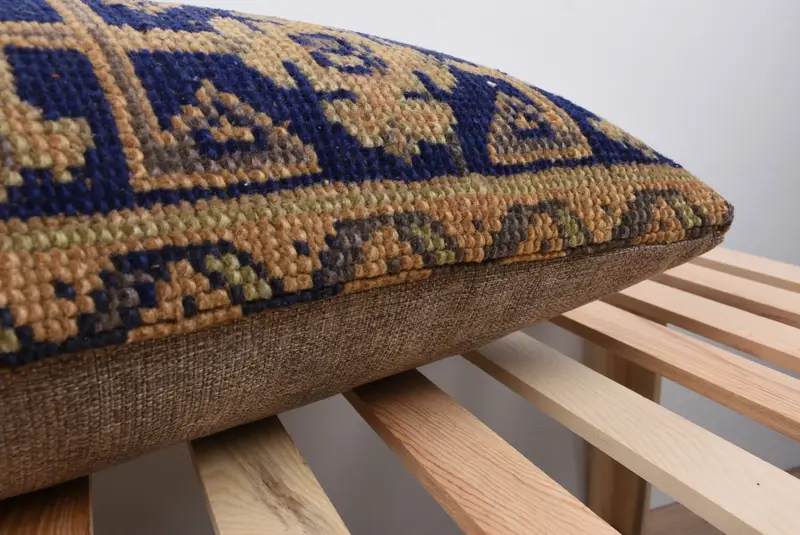 Floor Pillow Cover, Lounge Throw Pillow Sham, Pillow Sham, 16x48 Blue Pillow, Boho Pillow Sham Cover, Vintage Kilim Pillow, Pillow for Couch - 7