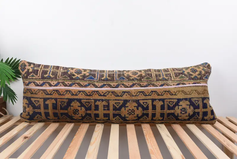 Floor Pillow Cover, Lounge Throw Pillow Sham, Pillow Sham, 16x48 Blue Pillow, Boho Pillow Sham Cover, Vintage Kilim Pillow, Pillow for Couch - 1