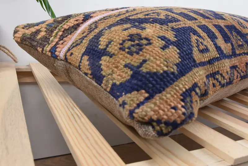 Floor Pillow Cover, Lounge Throw Pillow Sham, Pillow Sham, 16x48 Blue Pillow, Boho Pillow Sham Cover, Vintage Kilim Pillow, Pillow for Couch - 6