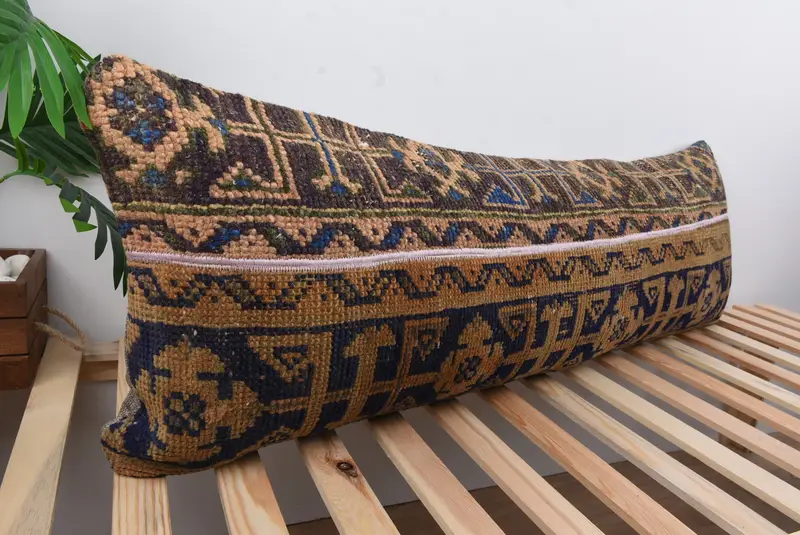 Floor Pillow Cover, Lounge Throw Pillow Sham, Pillow Sham, 16x48 Blue Pillow, Boho Pillow Sham Cover, Vintage Kilim Pillow, Pillow for Couch - 4