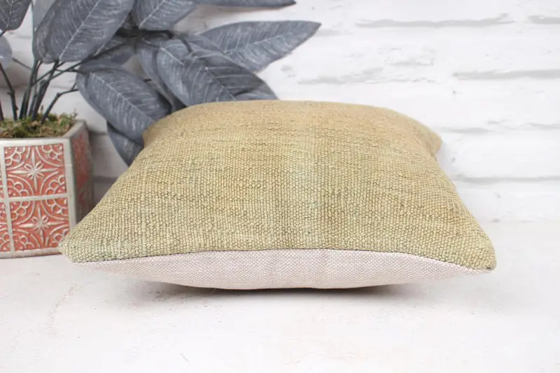 Cushion Case, Patio Cushion Case, Turkish Kilim Pillow, Customized Pillow Cover, Turkish Pillow, 12x12 Green Pillow Cover, Interior Designer Pillow - 5