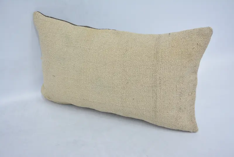 Bolster Cushion, Pillow for Sofa, Pillow Sham, 12x20 Beige Cushion Case, Decorative Throw Cushion Case, Kilim Cushion Sham, Vintage Pillow - 4