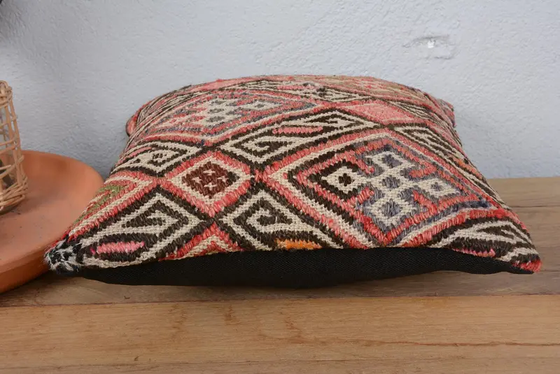 Pillow Sham, 14x14 Pink Pillow, Comfy Throw Cushion Cover, Vintage Pillow, Turkish Rugs Pillow Cover, Vintage Kilim Pillow, Interior Designer Pillow - 5