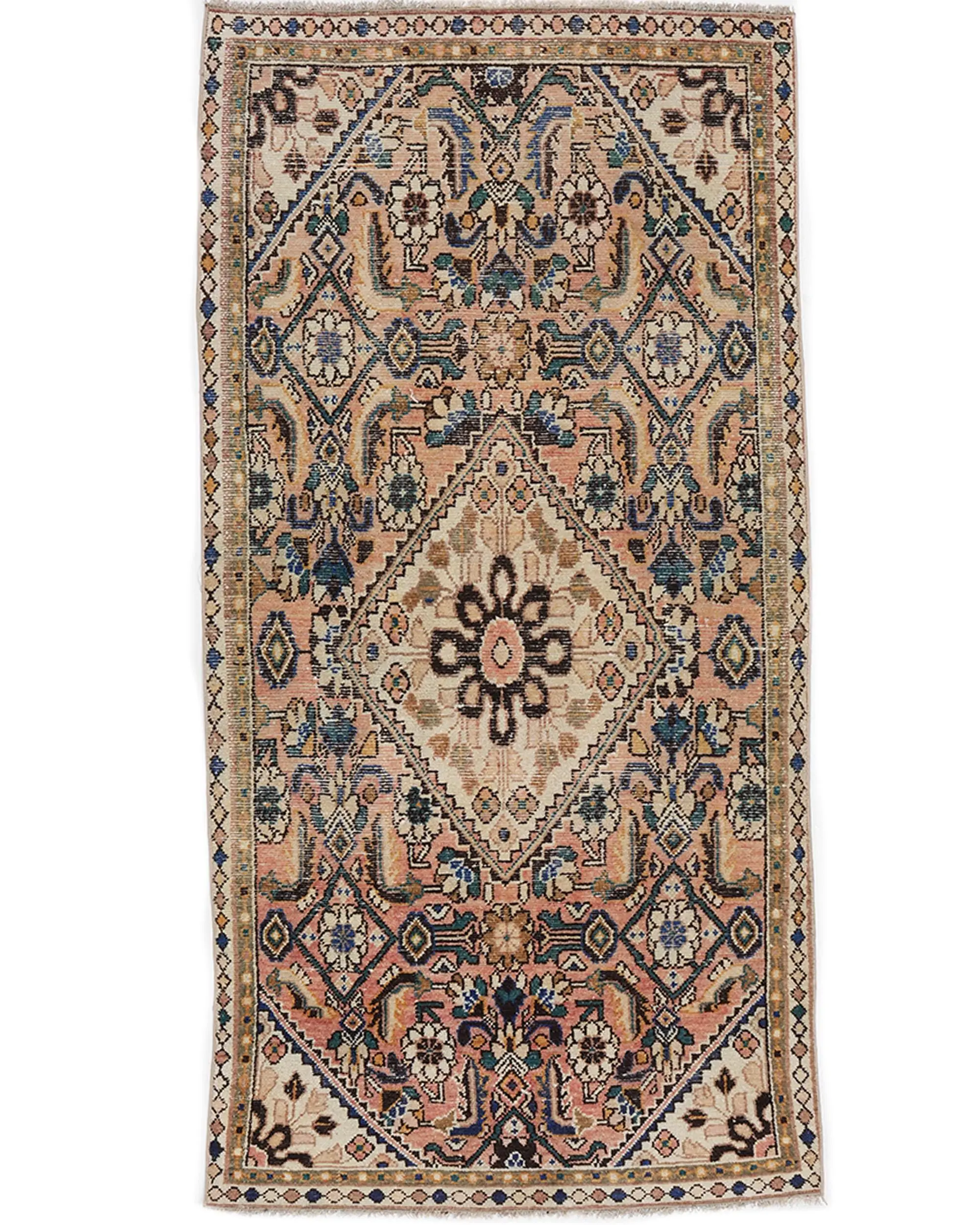 3.1x6 ft Turkish Rug, Accent Vintage Rug, Blue Floral Rug - 1