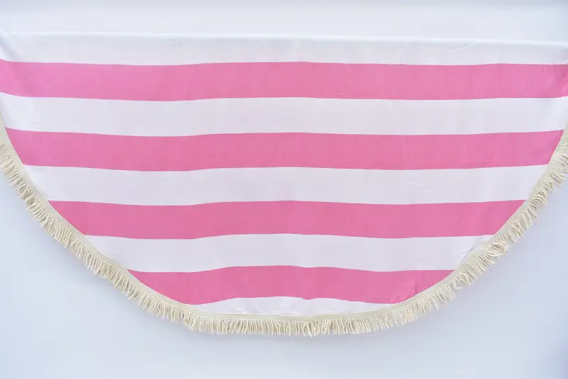 Personalized Turkish Cotton Fuchsia Striped Round Towel, 63x63 Inches