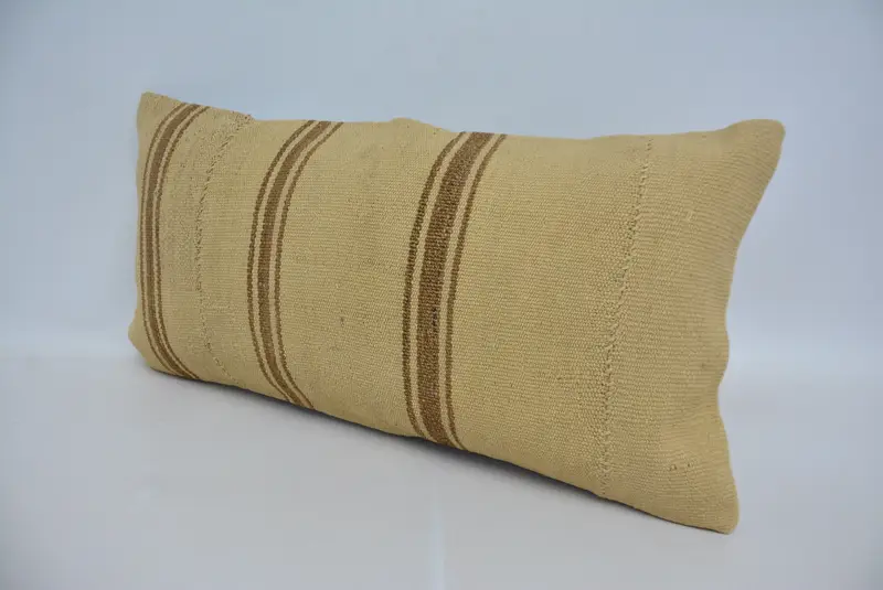 Pillow Cover, Kilim Pillow, Throw Kilim Pillow, 12x24 Beige Pillow Cover, Turkish Kilim Pillow, Outdoor Pillow, Aesthetic Pillow Cover - 4