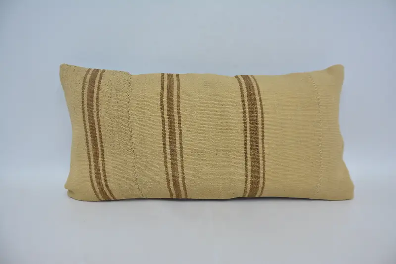 Pillow Cover, Kilim Pillow, Throw Kilim Pillow, 12x24 Beige Pillow Cover, Turkish Kilim Pillow, Outdoor Pillow, Aesthetic Pillow Cover - 1
