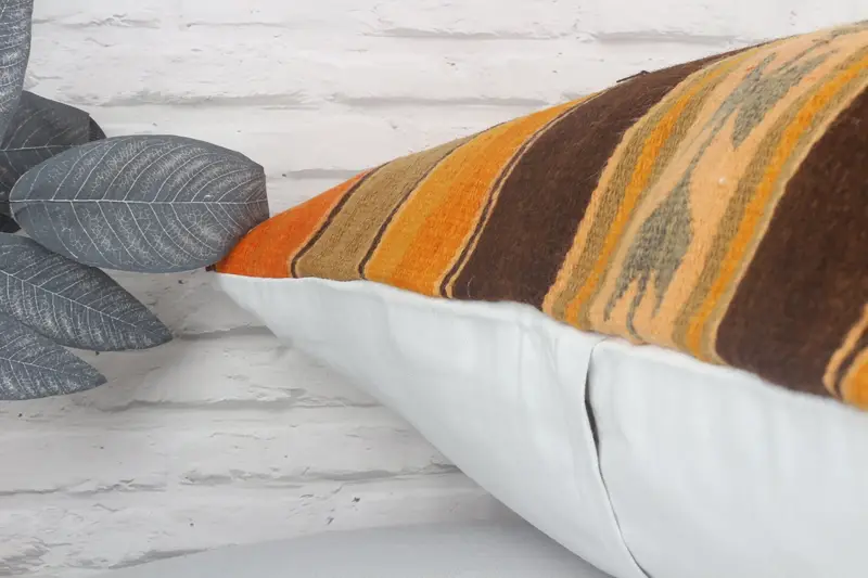 Kilim Cushion Sham, Pillow Case, Antique Pillows, Living Room Throw Pillow, Interior Designer Pillow, Armchair Pillow Cover, 28x28 Orange Cushion - 8