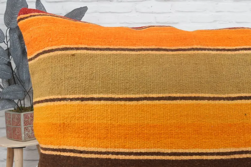 Kilim Cushion Sham, Pillow Case, Antique Pillows, Living Room Throw Pillow, Interior Designer Pillow, Armchair Pillow Cover, 28x28 Orange Cushion - 5
