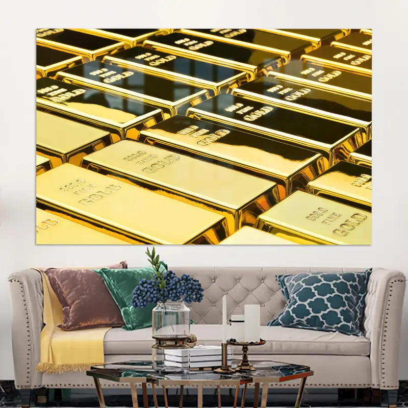 ゴールデンプリントガラス：オフィスと男の洞窟の豪華な装飾