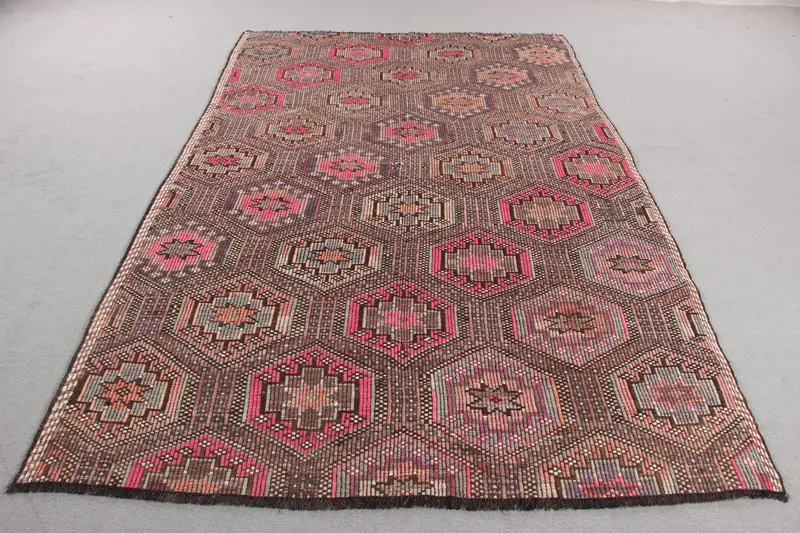 Mor & Pembe Geometrik Halı, 5,8x8,9 ft Şık Dekor