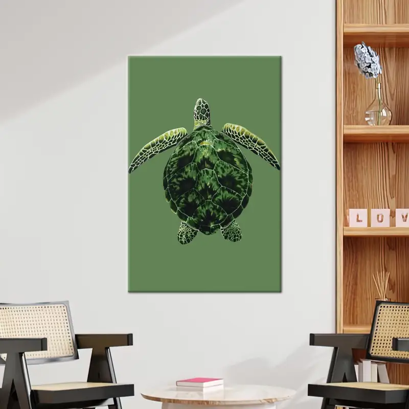 トレンディなゲーマーの寝室用のモダンなタートルラバーグリーンキャンバス