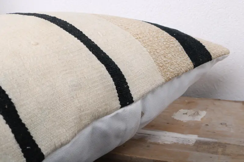 Floor Cushion, Handmade Kilim Cushion, Vintage Kilim Throw Pillow, Cushion, 20x20 Beige Pillow Cover, Decorative Cushion Cover, Kilim Pillow - 6