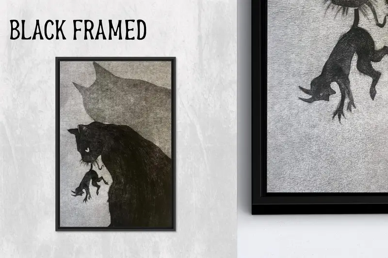 Loft veya Man Cave için Modern Kara Kedi Kanvas Tablosu